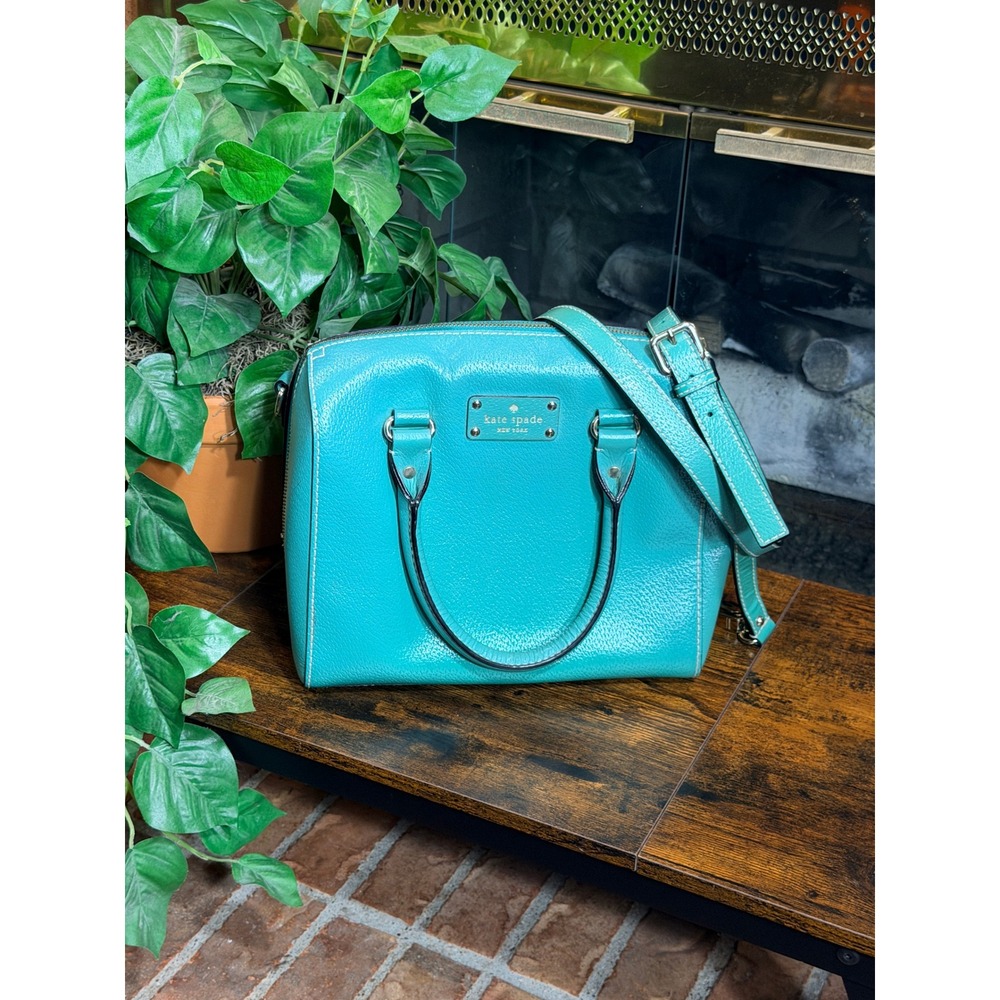 Kate Spade Wellesley Alessa Dome Satchel Turquoise Crossbody Bag Medium